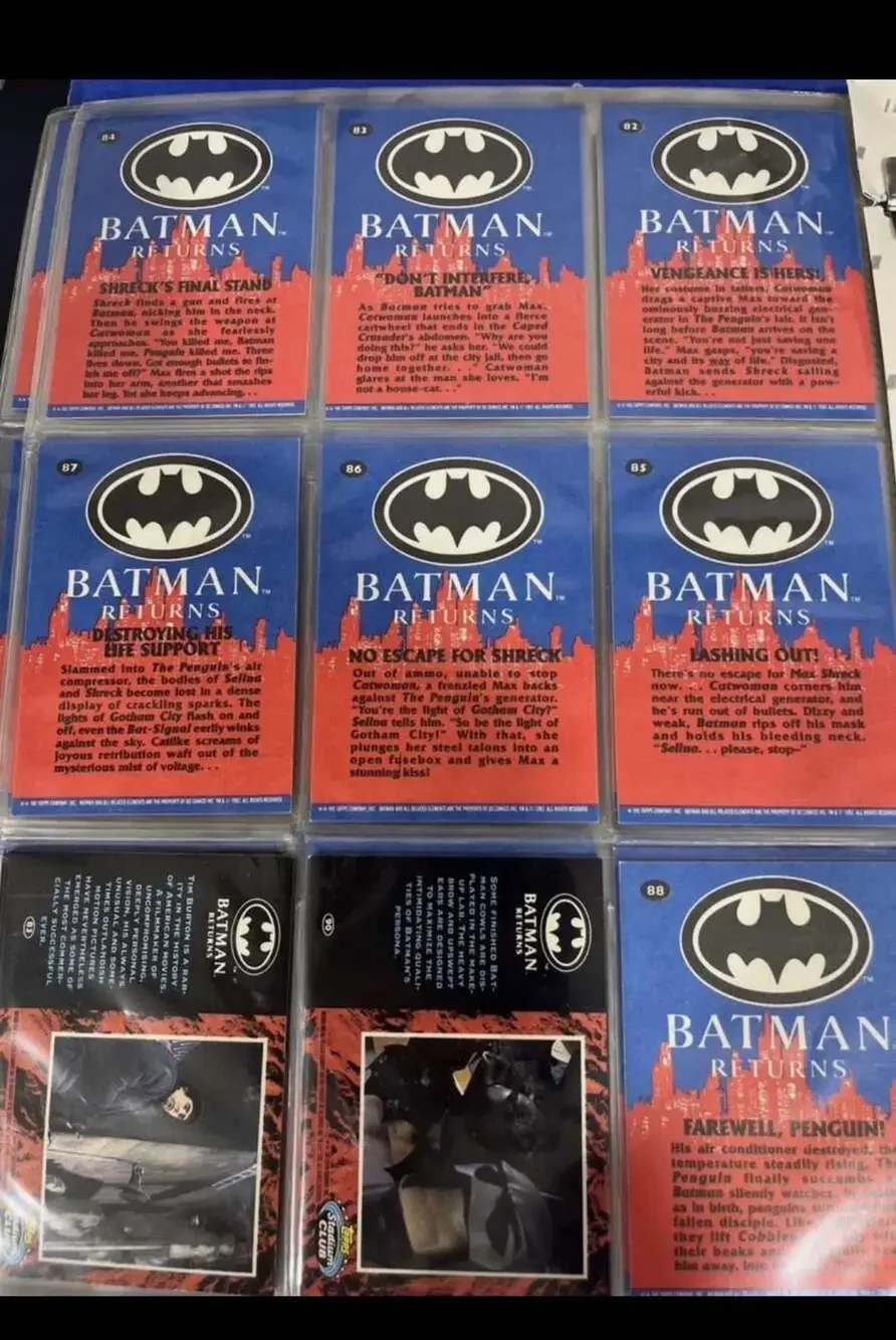 1992 Topps Batman Returns Complete Trading Card Set (88 Base Cards + 10 Stadium